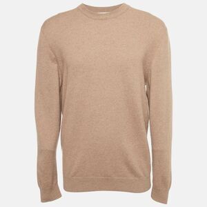 Hermes Brown Leather Trim Cashmere Knit Sweater Xl